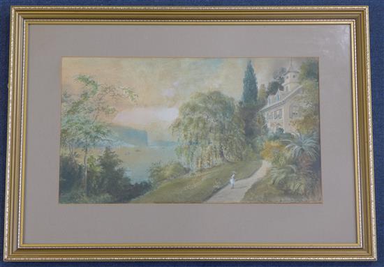 Alexander Black (American, 19th C.) View on the Hudson, near Tassytown, 10 x 17.5in.